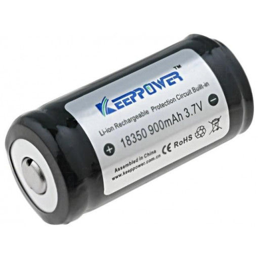 ICR18350-90PCM; Re-battery: Li-Ion; 18350; 3.7V; 900mAh; Ø18x39mm; 7A; KEEPPOWER