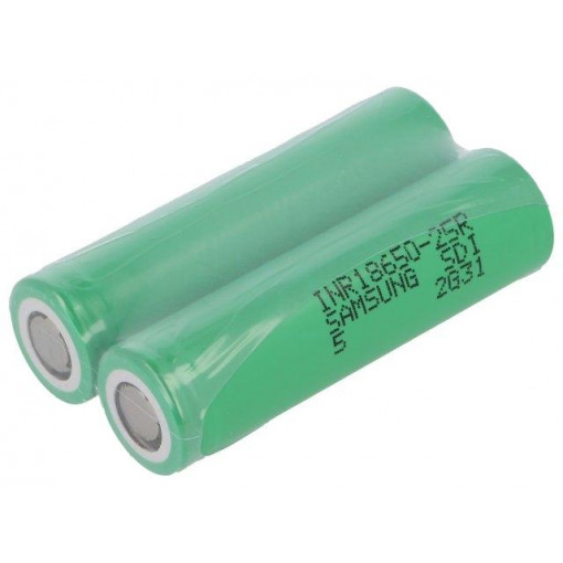 INR 18650-25R; Re-battery: Li-Ion; MR18650; 3.6V; 2.5Ah; Ø18.3x65mm; 20A; SAMSUNG SDI