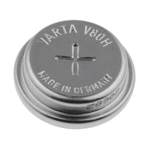 55608101501; Re-battery: Ni-MH; V80H,coin; 1.2V; 80mAh; Ø15.4x5.8mm; VARTA MICROBATTERY 55608101501; Re-battery: Ni-MH; V80H,coin; 1.2V; 80mAh; Ø15.4x5.8mm; VARTA MICROBATTERY