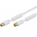 67276; Cable; 75Ω; 1.5m; coaxial 9.5mm socket,coaxial 9.5mm plug; white; Goobay