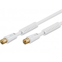 67276; Cable; 75Ω; 1.5m; coaxial 9.5mm socket,coaxial 9.5mm plug; white; Goobay