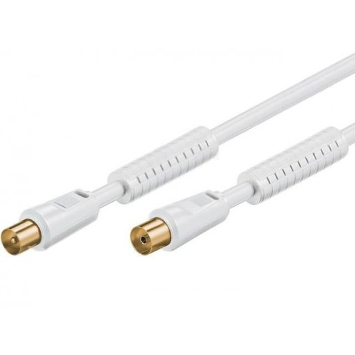 67276; Cable; 75Ω; 1.5m; coaxial 9.5mm socket,coaxial 9.5mm plug; white; Goobay