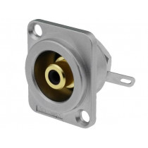 ACJD-BLK; Socket; RCA; female; soldering; gold-plated; for panel mounting; AMPHENOL
