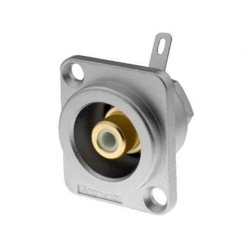 ACJD-WHT; Socket; RCA; female; soldering; gold-plated; for panel mounting; AMPHENOL