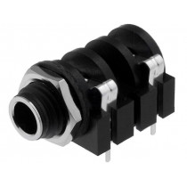 ACJM-MH; Socket; Jack 6,35mm; female; mono; with on/off switch; angled 90°; AMPHENOL