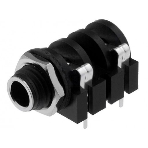 ACJM-MH; Socket; Jack 6,35mm; female; mono; with on/off switch; angled 90°; AMPHENOL