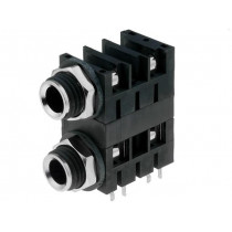 ACJM-MHD; Socket; Jack 6,35mm; female; mono; double,with double switch; AMPHENOL
