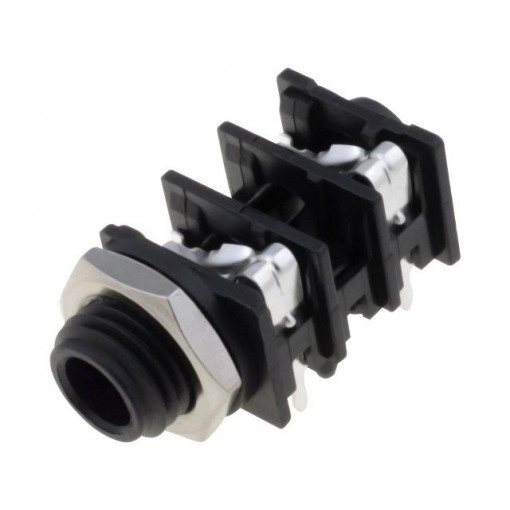 ACJM-MHOP; Socket; Jack 6,35mm; female; mono; with double switch; angled 90°; AMPHENOL