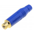 ACJR-BLU; Plug; RCA; female; straight; soldering; blue; gold-plated; 3÷7mm; AMPHENOL ACJR-BLU; Plug; RCA; female; straight; soldering; blue; gold-plated; 3÷7mm; AMPHENOL