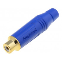 ACJR-BLU; Plug; RCA; female; straight; soldering; blue; gold-plated; 3÷7mm; AMPHENOL