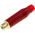 ACJR-RED; Plug; RCA; female; straight; soldering; red; gold-plated; for cable; AMPHENOL