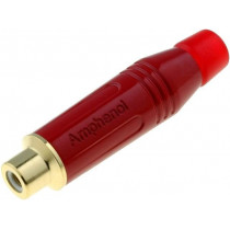 ACJR-RED; Plug; RCA; female; straight; soldering; red; gold-plated; for cable; AMPHENOL ACJR-RED; Plug; RCA; female; straight; soldering; red; gold-plated; for cable; AMPHENOL