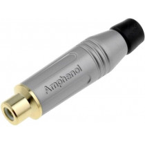 ACJR-SBK; Plug; RCA; female; straight; soldering; grey; gold-plated; 3÷7mm; AMPHENOL