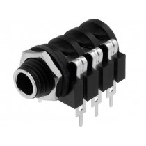 ACJS-MC; Socket; Jack 6,35mm; female; stereo; with double switch; tinned; AMPHENOL