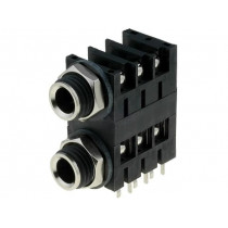 ACJS-MHD; Socket; Jack 6,35mm; female; stereo; double,with triple switch; AMPHENOL
