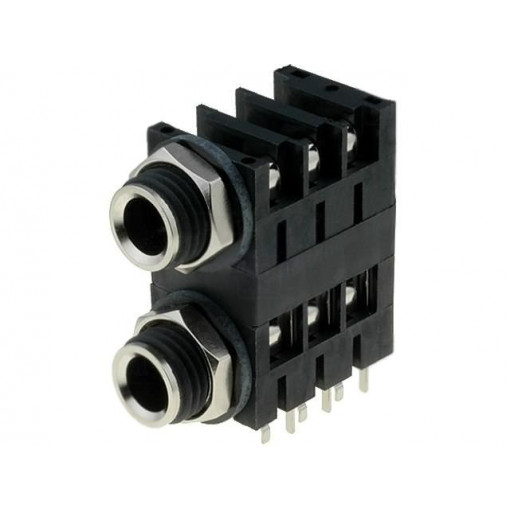 ACJS-MHD; Socket; Jack 6,35mm; female; stereo; double,with triple switch; AMPHENOL