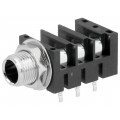 ACJS-MHDRM; Socket; Jack 6,35mm; female; stereo; with triple switch; THT; AMPHENOL