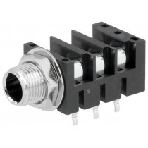 ACJS-MHDRM; Socket; Jack 6,35mm; female; stereo; with triple switch; THT; AMPHENOL