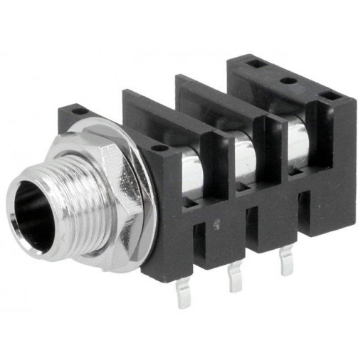 ACJS-MHDRM; Socket; Jack 6,35mm; female; stereo; with triple switch; THT; AMPHENOL