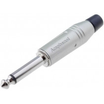 ACPM-GN; Plug; Jack 6,35mm; male; mono; straight; for cable; soldering; grey; AMPHENOL