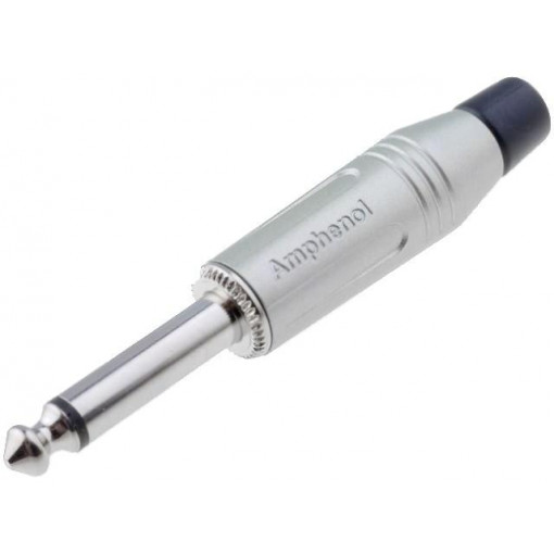 ACPM-GN; Plug; Jack 6,35mm; male; mono; straight; for cable; soldering; grey; AMPHENOL