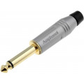 ACPM-GN-AU; Plug; Jack 6,35mm; male; mono; straight; for cable; soldering; grey; AMPHENOL