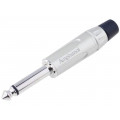 ACPM-KN; Plug; Jack 6,35mm; male; mono; straight; for cable; soldering; grey; AMPHENOL