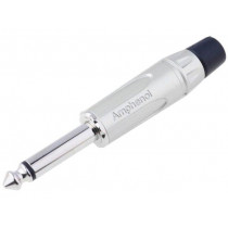ACPM-KN; Plug; Jack 6,35mm; male; mono; straight; for cable; soldering; grey; AMPHENOL