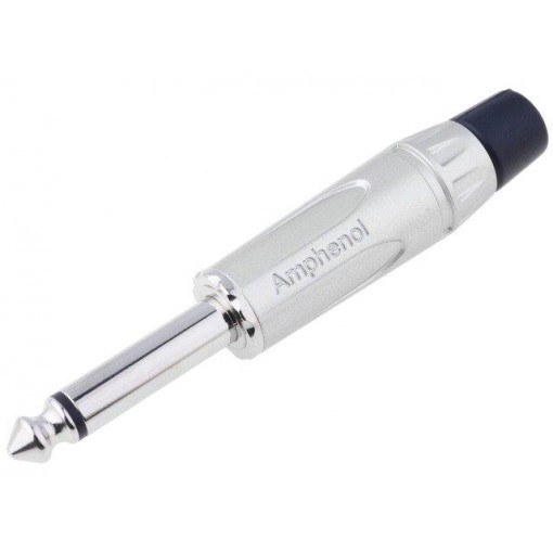 ACPM-KN; Plug; Jack 6,35mm; male; mono; straight; for cable; soldering; grey; AMPHENOL