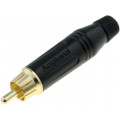 ACPR-BLK; Plug; RCA; male; straight; soldering; black; gold-plated; for cable; AMPHENOL