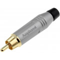 ACPR-SBK; Plug; RCA; male; straight; soldering; grey; gold-plated; for cable; AMPHENOL ACPR-SBK; Plug; RCA; male; straight; soldering; grey; gold-plated; for cable; AMPHENOL