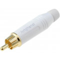 ACPR-WHT; Plug; RCA; male; straight; soldering; white; gold-plated; for cable; AMPHENOL ACPR-WHT; Plug; RCA; male; straight; soldering; white; gold-plated; for cable; AMPHENOL