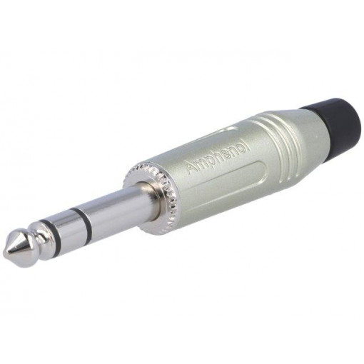 ACPS-GN; Plug; Jack 6,35mm; male; stereo; straight; for cable; soldering; AMPHENOL