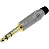 ACPS-GN-AU; Plug; Jack 6,35mm; male; stereo; straight; for cable; soldering; AMPHENOL