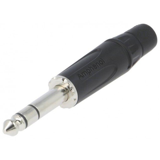 ACPS-KB; Plug; Jack 6,35mm; male; stereo; straight; for cable; soldering; AMPHENOL