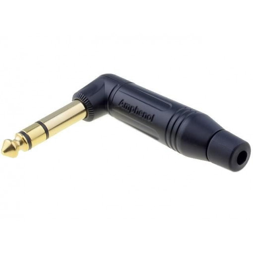 ACPS-RB-AU; Plug; Jack 6,35mm; male; stereo; angled 90°; for cable; soldering; AMPHENOL