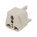 ; Transition: adapter; 2P+PE; 250VAC; 13A; Type: UK; white; PIN: 3; 
