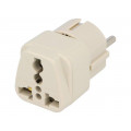 ; Transition: adapter; 2P+PE; 250VAC; 10A; Type: Uni-Schuko; white; 