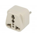 ; Transition: adapter; 2P+PE; 250VAC; 10A; Type: type L; white; PIN: 3; 