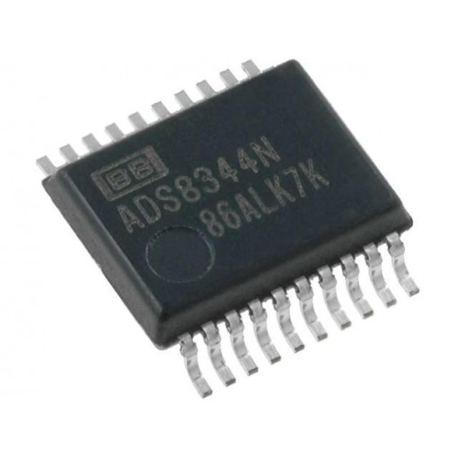 ADS8344N; A/D converter; Channels: 8; 16bit; 100ksps; 2.7÷5.25V; SSOP20; TEXAS INSTRUMENTS ADS8344N; A/D converter; Channels: 8; 16bit; 100ksps; 2.7÷5.25V; SSOP20; TEXAS INSTRUMENTS