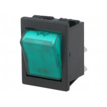 C1353ALMBG3; ROCKER; DPST; Pos: 2; OFF-ON; 16A/250VAC; green; neon lamp 250V; BULGIN