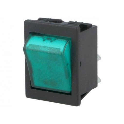 C1353ALMBG3; ROCKER; DPST; Pos: 2; OFF-ON; 16A/250VAC; green; neon lamp 250V; BULGIN