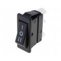 C1520ALMBB730W; ROCKER; SP3T; Pos: 3; ON-OFF-ON; 16A/250VAC; 20A/28VDC; black; none; BULGIN