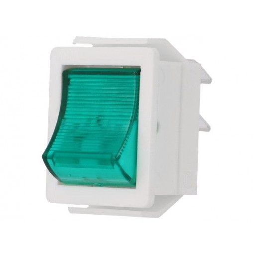 C1553VQGWG3; ROCKER; DPST; Pos: 2; OFF-ON; 16A/250VAC; green; neon lamp 250V; BULGIN