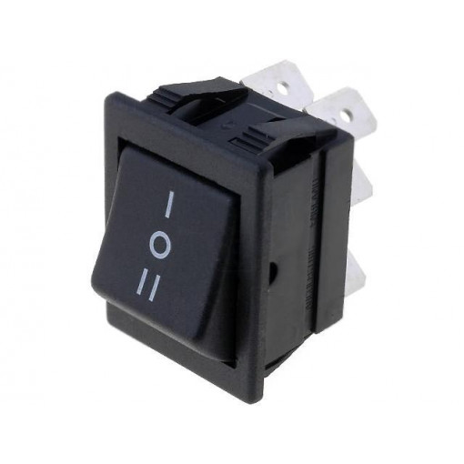 C1570ALMBB730W; ROCKER; DP3T; Pos: 3; ON-OFF-ON; 16A/250VAC; 20A/28VDC; black; none; BULGIN C1570ALMBB730W; ROCKER; DP3T; Pos: 3; ON-OFF-ON; 16A/250VAC; 20A/28VDC; black; none; BULGIN