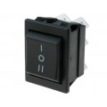 C1572ALMBB730W; ROCKER; DP3T; Pos: 3; (ON)-OFF-(ON); 16A/250VAC; 20A/28VDC; black; BULGIN