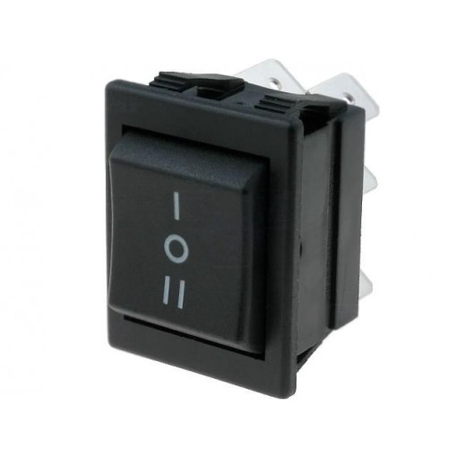 C1572ALMBB730W; ROCKER; DP3T; Pos: 3; (ON)-OFF-(ON); 16A/250VAC; 20A/28VDC; black; BULGIN C1572ALMBB730W; ROCKER; DP3T; Pos: 3; (ON)-OFF-(ON); 16A/250VAC; 20A/28VDC; black; BULGIN