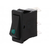 C5503PLGR3; ROCKER; SPST; Pos: 2; OFF-ON; 16A/250VAC; black; neon lamp 250V; BULGIN