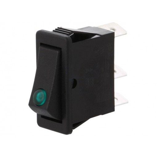 C5503PLGR3; ROCKER; SPST; Pos: 2; OFF-ON; 16A/250VAC; black; neon lamp 250V; BULGIN