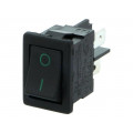 H8500XBBBG076G; ROCKER; SPST; Pos: 2; OFF-ON; 10A/250VAC; 10A/28VDC; black-green; BULGIN